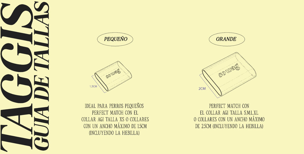 Guía de tallas TAGGI-PLAQUITA DE IDENTIFICACIÓN SILENCIOSA